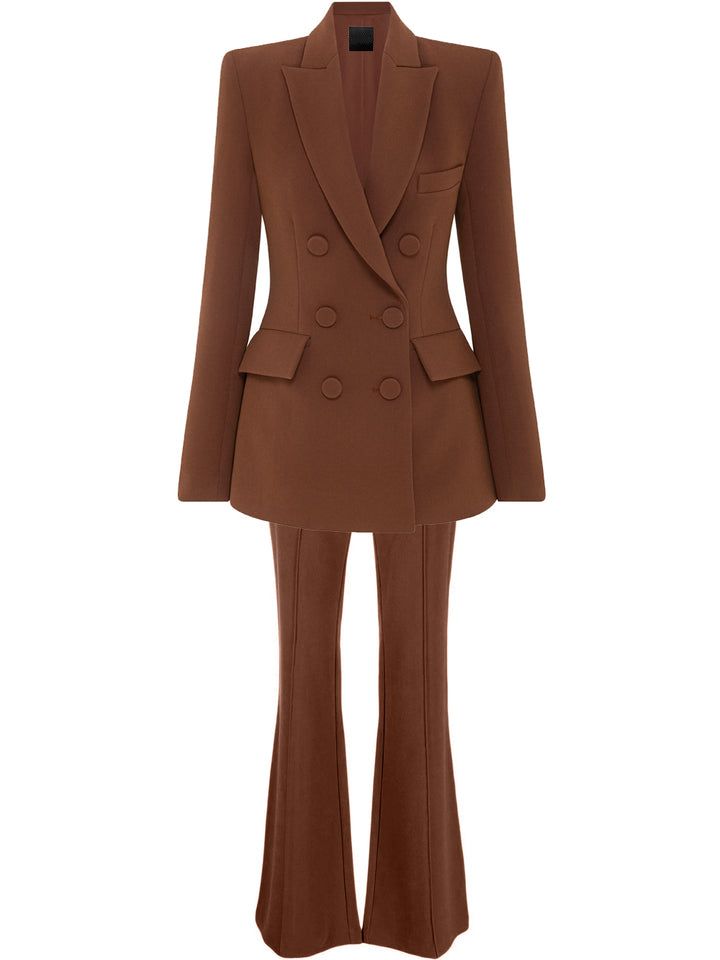 Brown Regal Chick Blazer Set - Yaldah Issa