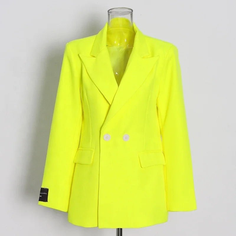 Fluorescent Double - Breasted Blazer - Yaldah Issa